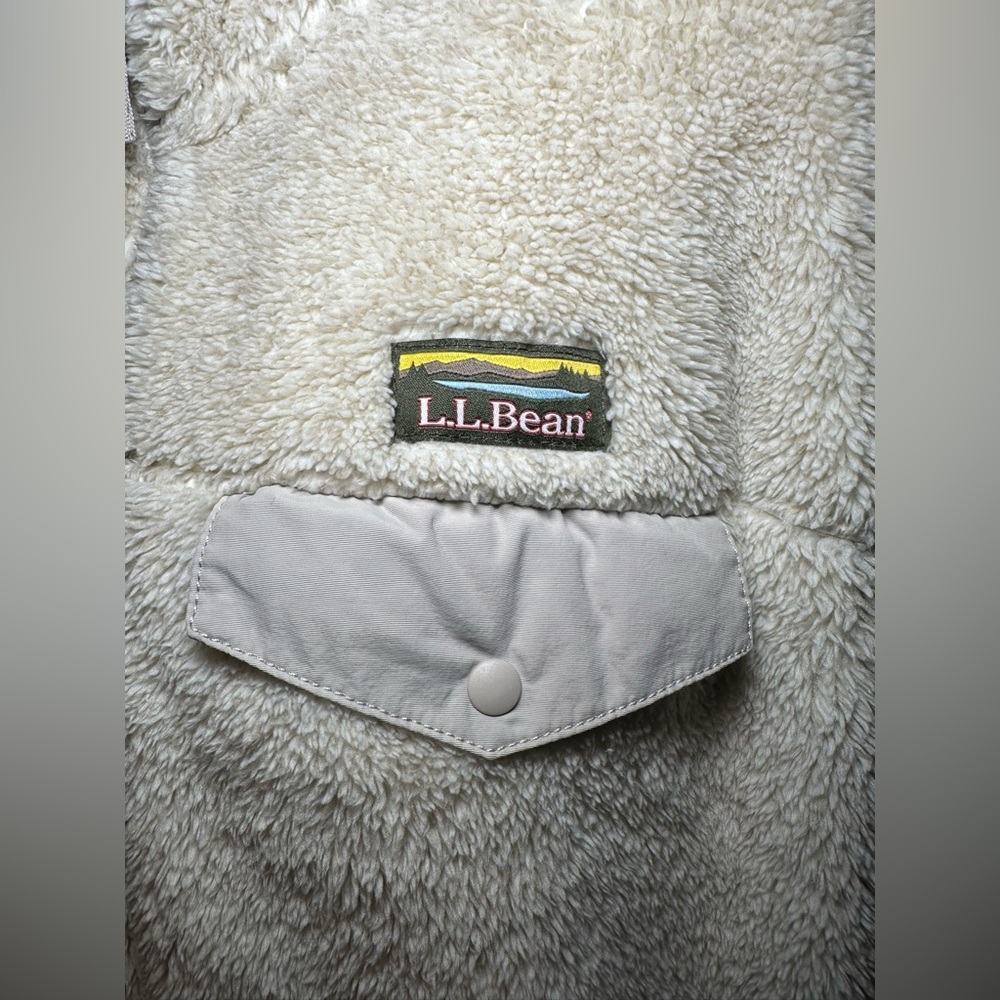 L.L. Bean High Pile Fleece Jacket cream white plus size 3X warm cozy thick‎ zip - Picture 8 of 15